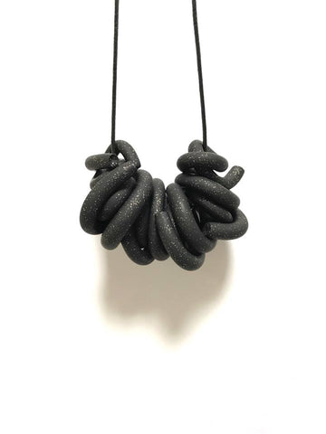 Black Glitter Swirl Necklace